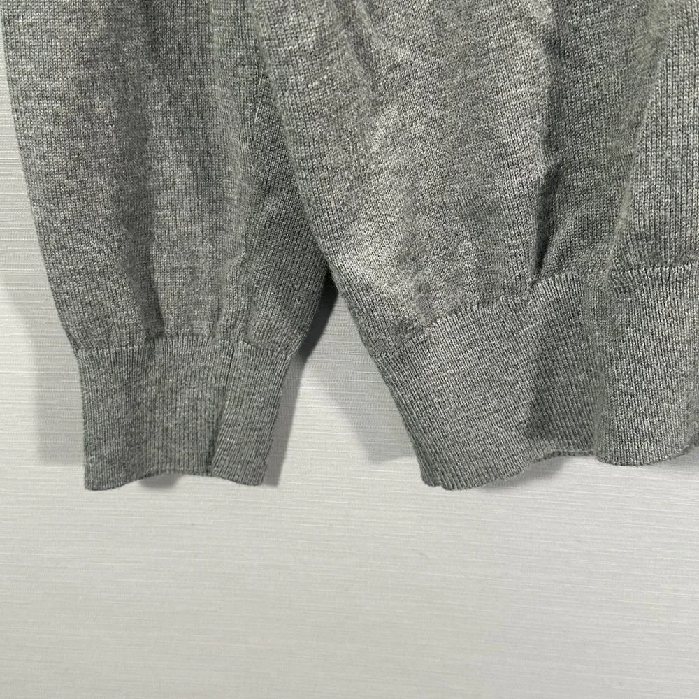 Polo Ralph Lauren Sweater Mens Medium Gray Pima Cotton V Neck Rib Cuff Pullover